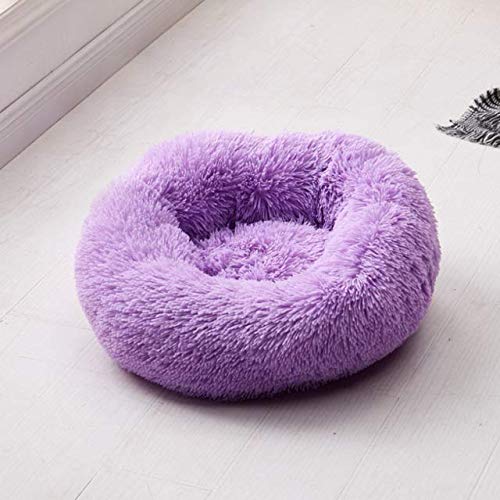 LANGGE Soft Warm Round Pet Dog Bed Comfy Calming Pet Bed Dog Cushion Mat Dog Cat Washable Plush Kennel Donut Bed