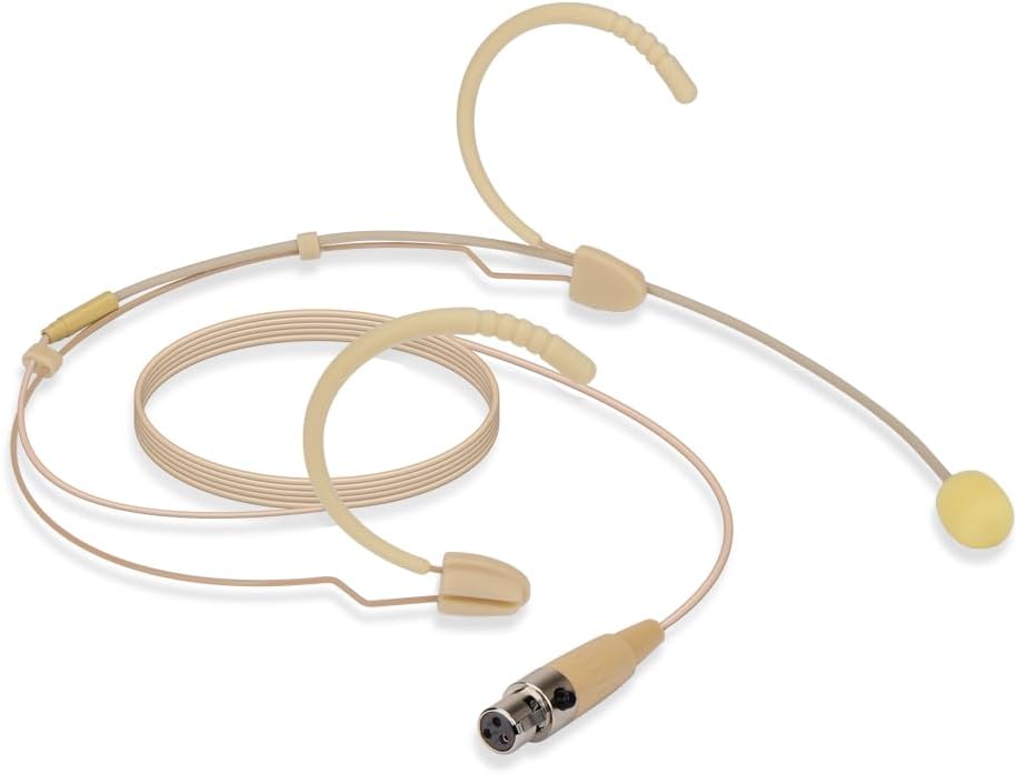 YXG Headworn Earset Over Ear Hanging Mic Beige Low Profile Light-Weight Microphone Compatible with AKG Wireless System Bodypack Transmitter,with 1.45m Cable Mini XLR Plug