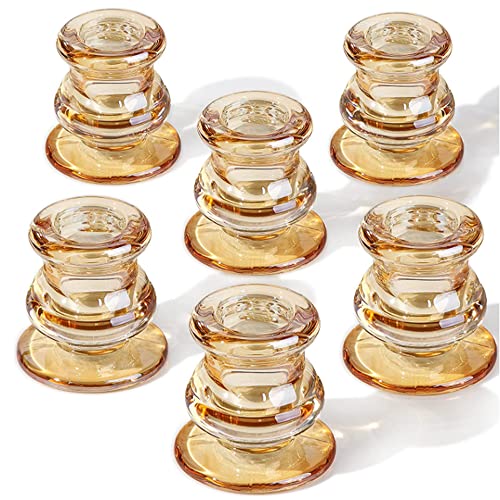 Nayoroom Kerzenständer Glas für Heimat Wohnzimmer Tisch Deko 6 Stück Kerzenhalter Gold Glas Modern Hochzeit Dekoration Cover