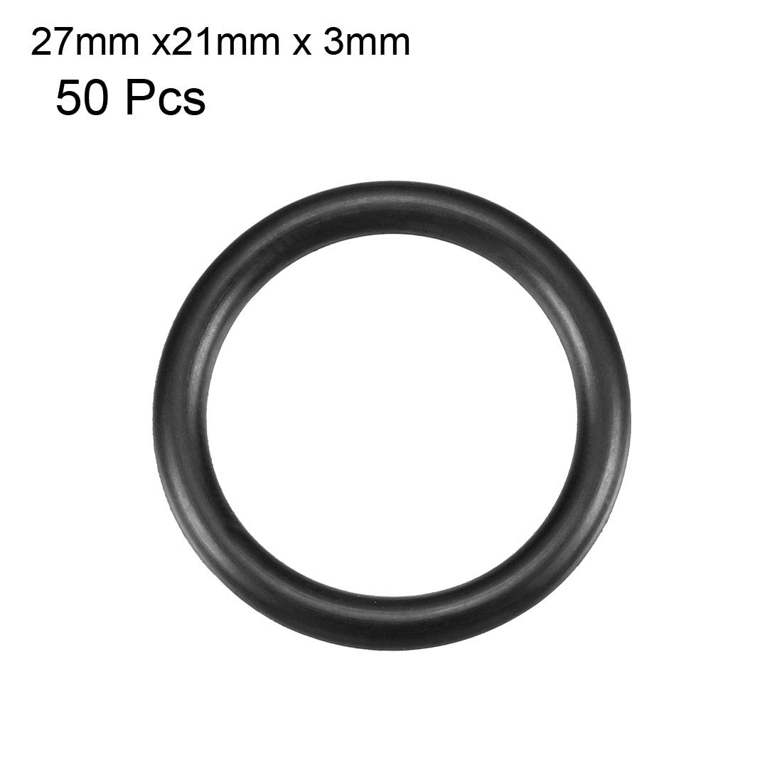 sourcing map 50pcs Joint Torique 27mm x 21mm x 3mm noir rondelles d'étanchéité