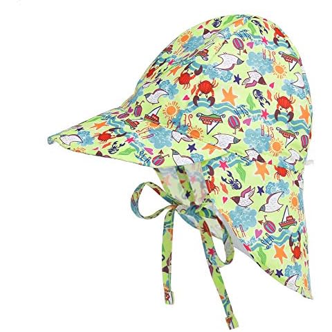 LACOFIA Baby Sun Protection Beach Hat Toddler Super Soft Adjustable Flap Cap Kids Summer Visor Cap Crab 6-18 Months Cover