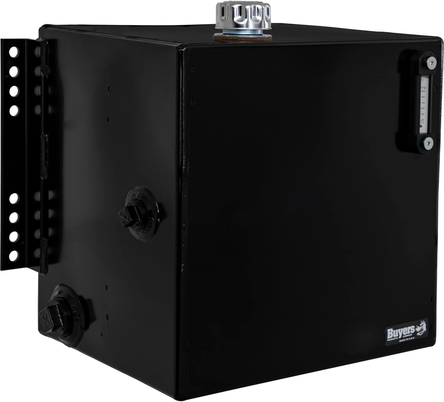 Buyers Products SMR25S Side Mount Steel Hydraulic Reservoir, 25 Gallon, Powder Coated HRPO Steel, Internally Baffled, Welded Rear Brackets, 2 in. NPT Suction/Return, 1-1/4 in. NPT Return Port