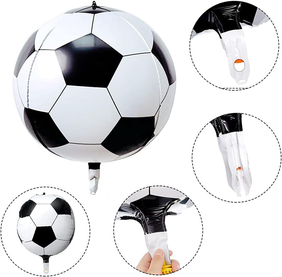 Image of AR GIFTZADDA 4D Football Black White Green Balloons Bouquet for 7th Birthday, 24 Inch Soccer Foil Balloons Football Party Decorations for Boys World Cup Theme Party (7th Bday kit, Football Foil)