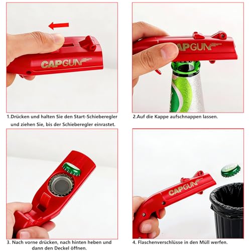 HOKYYCC Capgun Flaschenöffner Pistole, 2 Stück flaschenöffner lustig, Biergeschenke für Männer, Geschenke für Männer, Papa, Ehemann, Bar Zubehör für Hause, Freien