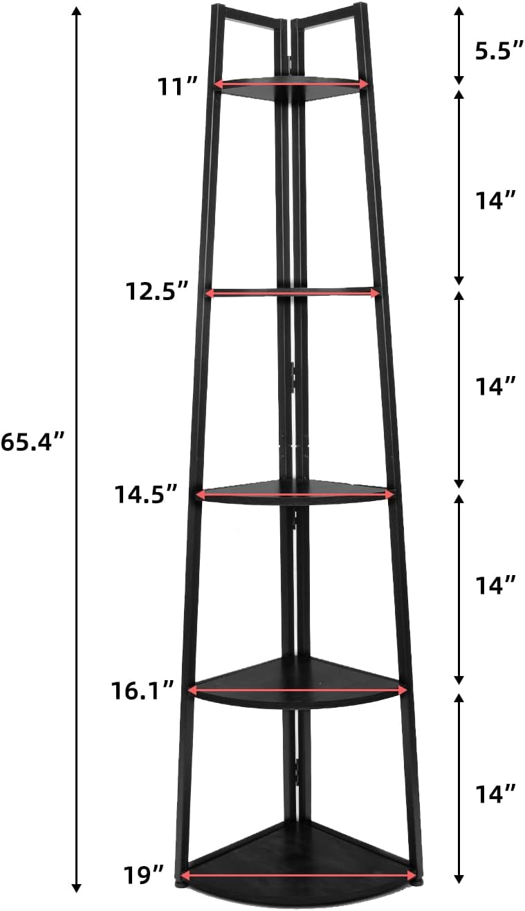 Buy LAZYLAND Corner Shelf 65 Inch Tall Bookcase 5 Tier Corner Bookshelf