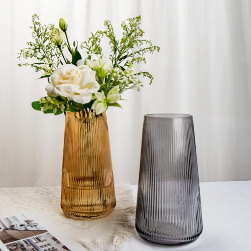 Briful 20cm Tall Glass Vase for Flowers Decorative Flower Vases - Image 3