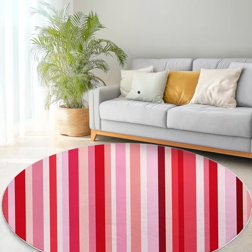 Tapis rayures verticales roses lavable en machine et antidérapant - 4