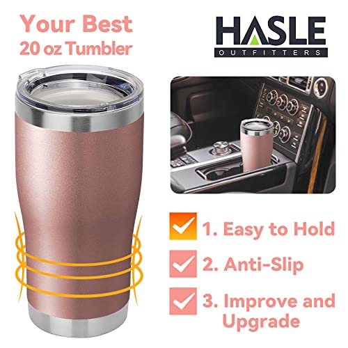 Image of HASLE OUTFITTERS 20 oz Tumbler Bulk, Stainless Steel Tumblers with Lid, Vacuum Insulated Tumbler, Double Wall Tumbler Cup, coffee mugs, Rose Gold, 6 Pack