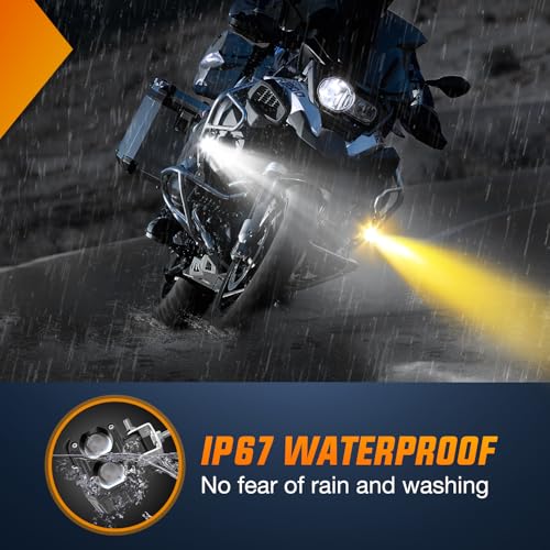Image of Nilight Motorcycle Driving Lights 2.5 inch White Amber Spot Beam Fog Light LED Pods IP67 Waterproof Auxiliary Offroad Lighting for Motorbike Dirt Bike e-Bike Scooter Snowmobile ATV UTV SUV Truck