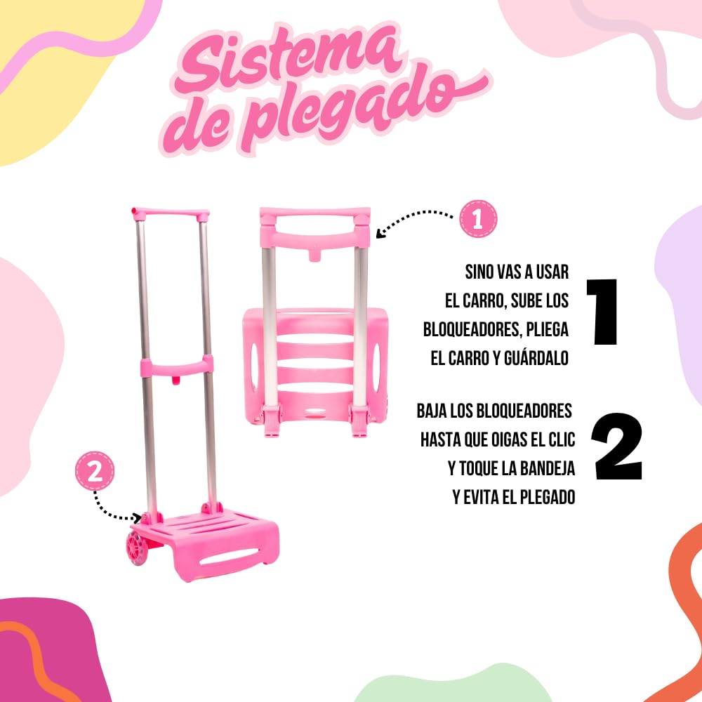 Devesa Carro Mochila Escolar para Niño y Niña Plegable y Resistente - Carrito Plegable con Ruedas para Mochilas Escolares - Trolley Escolar - D202 (Negro)