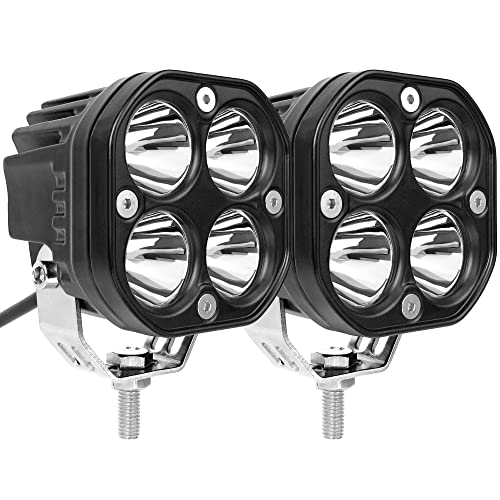 White LED Pods Light 3Inch 40W Cube Lights for 12V 24V Off Road Cars Truck Boat Ford Pickup ATV UTV Forklift SUV Scooter Tractor Motorcycle Universal Spot Led Driving Fog Lights (Pack of 2)
