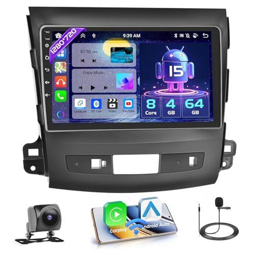 8 Core 4+64GB Android 15 Autoradio pour Mitsubishi Outlander 2008-2015 Radio Carplay Android Auto sans Fil Hikity Poste Radio Voiture Écran Tactile 9 Pouces...