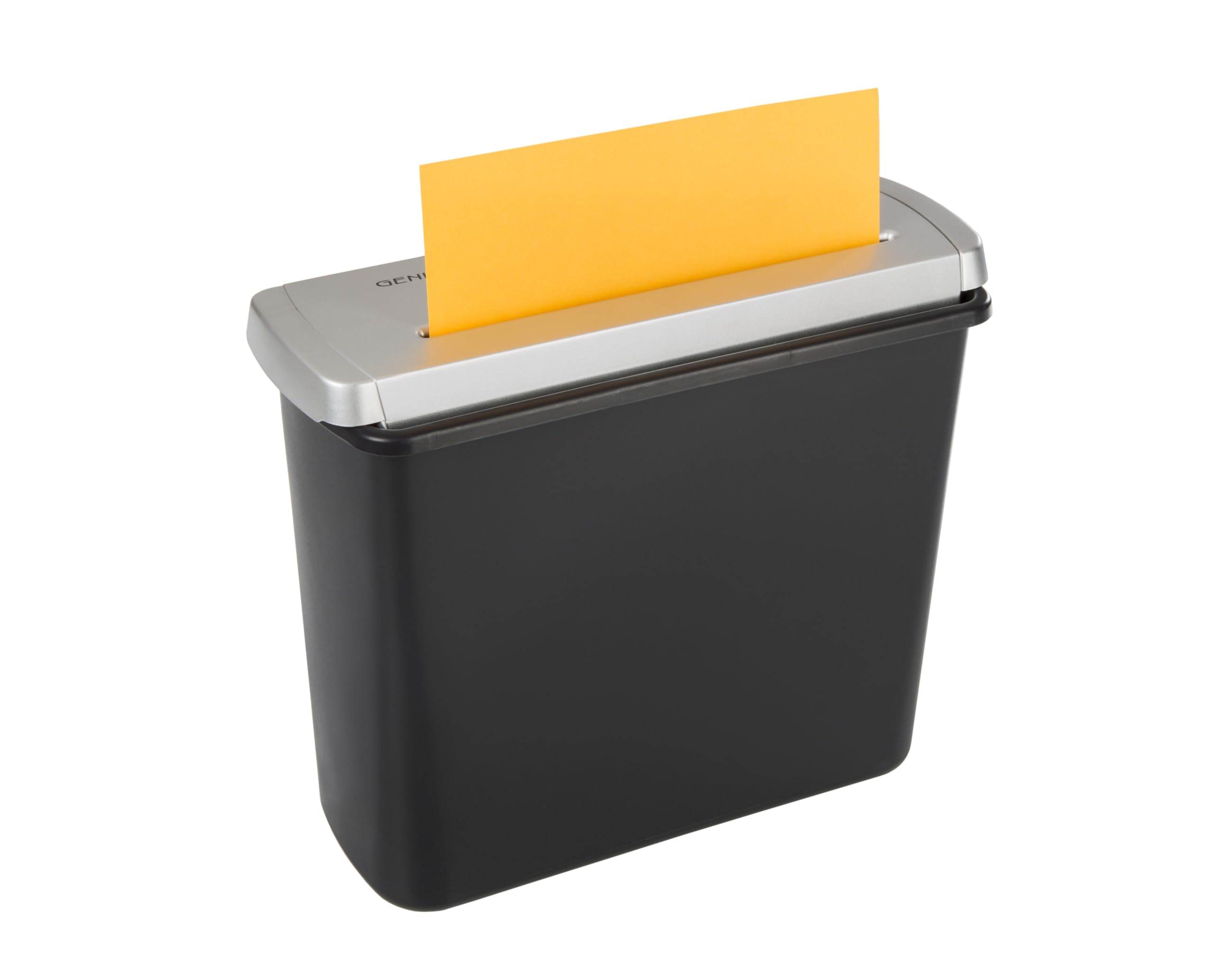 Genie 106 S Silber Aufsatz-Aktenvernichter mit Teleskoparm für jeden Papierkorb (bis zu 6 Blatt, Streifenschnitt, inklusive Papierkorb) Schwarz