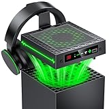 Auto Cooling Fan for Xbox Series X with LED Temperature Display & 9 RGB Lighting Modes, Smart Thermally-Adjustable Cooling System for Xbox Series X, Separate Cooler&Light Switch, Headset Hook,USB Port
