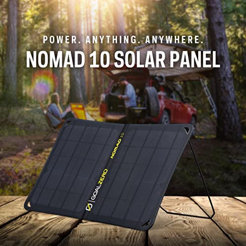 Goal Zero Nomad 10, Foldable Monocrystalline 10 Watt Solar Panel with USB Port, Portable Solar Panel Backpacking, Hiking and Travel. Lightweight Backpack Solar Panel Charger with Adjustable Kickstand