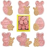 Moldes de Galletas Pascua, 8 Piezas Molde Galletas Animales, Cortadores de Galletas, Cookie Cutter Conejo, 3D Cortadores Galletas, Plástico Corta Galletas para Decorar Galletas, Reposteria (Forma A)