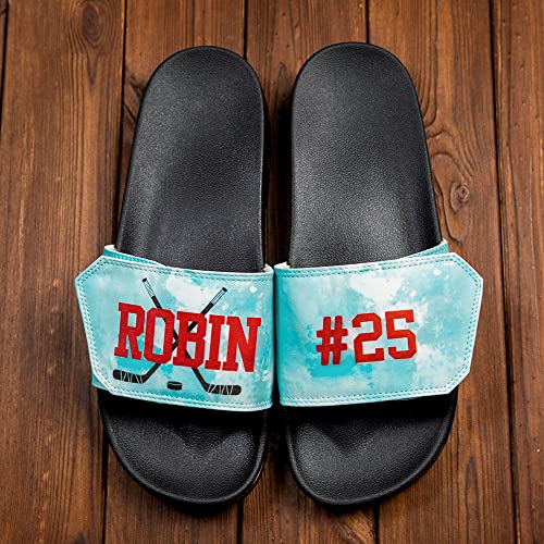 Custom Name & Number Sport Slides for Men Women, Indoor & Outdoor Beach Comfort Casual Sandals With Adjustable Upper 5