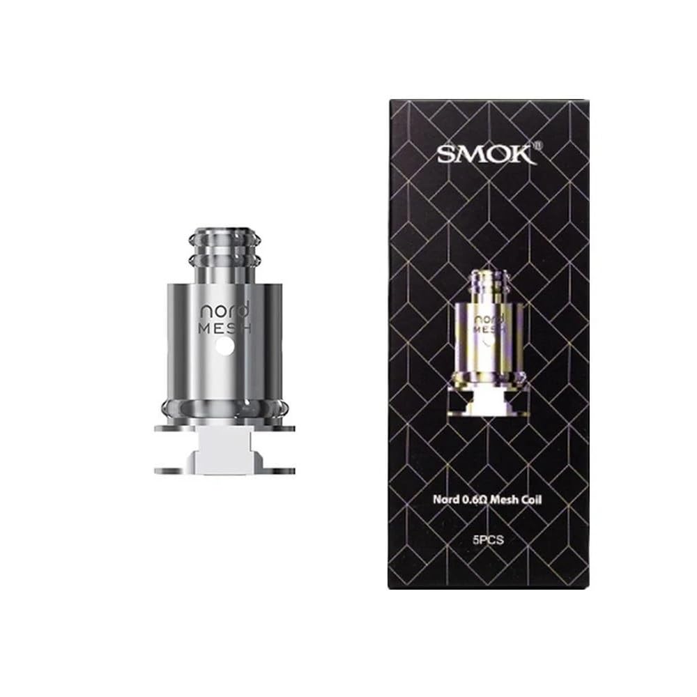 SMOK Authentic Nord Mesh 0.6 Ohm Coils: Enjoy Smooth Draws and Enhanced Flavor with Precision-Crafted Mesh Technology (Pack of 5) Works with Priv N19 Kit, Nord POD Series No Nicotine