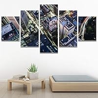 SIGNWIN 5 Panel Canvas Wall Art City Illuminations for Home Decorations Ready to Hang - 60