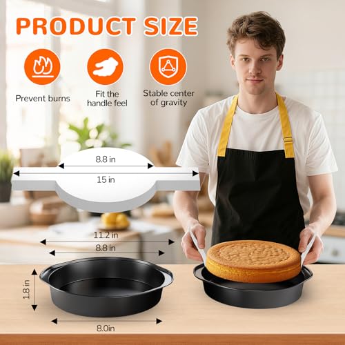 AltarreT 9 Inch Round Cake Pan with Handle, 3PCS Nonstick Cake Pans with 100 PCS Parchment Paper by AltarreT - Used condition - Image 2
