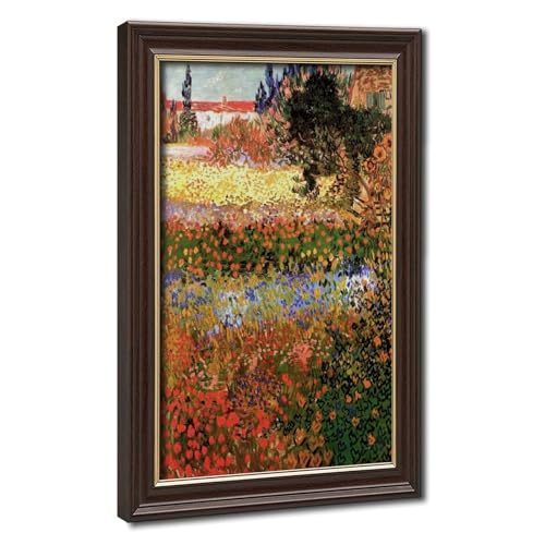 Impression sur toile Van Gogh Jardin Fleuri avec cadre suspendu 20x30 cm
