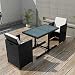 Produktbild Tidyard 7-TLG. Garten-Essgruppe Poly Rattan Gartengruppe GartenmBel Gartengarnitur Schwarz Terrasse Sitzgruppe 1 Tisch mit Glasplatte, 2 Stühle und 4 Sitzpolster