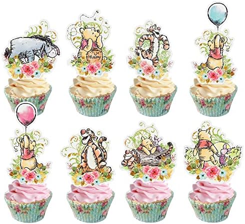 48 Pcs Winnie Cupcake Toppers Cute Winnie Cake Topper Adorable For Baby Shower Decorations Birthday Party Supplies