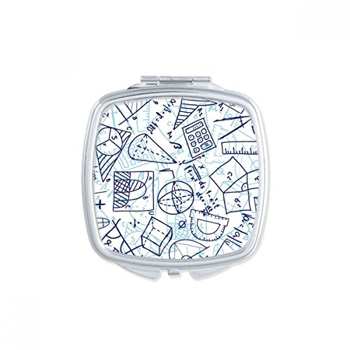 Miroir de poche carré math règle motif compact pour retouches faciles - 2