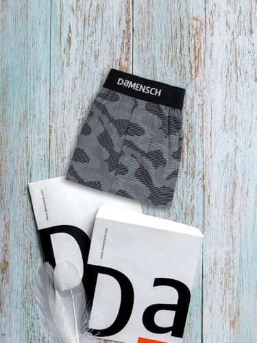 Image of DAMENSCH Solid Breeeze Inner Boxers for Men, Ultra-Light Boxers, 100% Cotton Shorts Pant, Breathable Woven Inner Cotton Shorts for Men-Digital Camo Grey-3XL