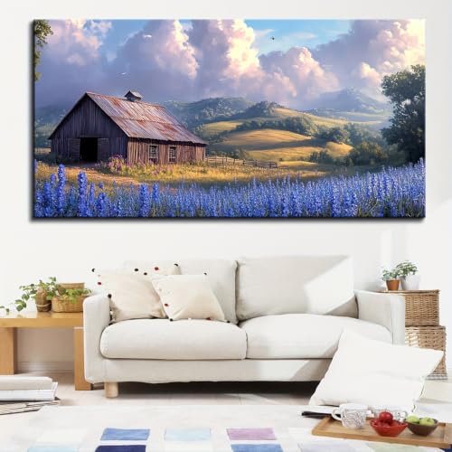 Toile florale colline vallonnée 70x120 tableau contemporain
