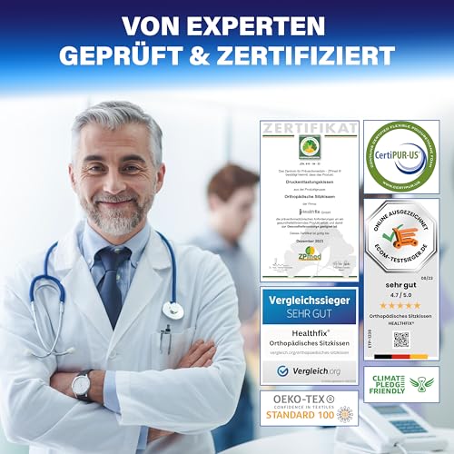Healthfix Healthfix® Orthopädisches Sitzkissen für Büro, Auto & Co.- Ergonomisches Sitzen aus Memory Foam mit entlastender Funktion des Steißbeins und der Sitzknochen. Reduziert Schmerzt & erhöht Komfort. - Zusatzansicht 4 | Tages Deals
