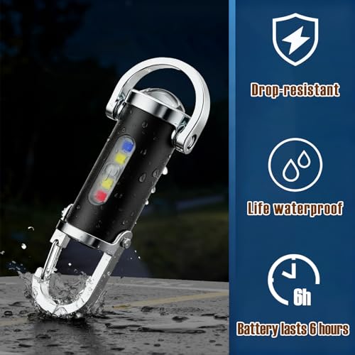 Portable Rechargeable Bright Keychain Flashlight Phone Charger,mit Power Bank für Outdoor,1200LM Superhelle Mini-Schlüsselanhänger, Superhelle Mini Led Taschenlampe, Taschenlampe Wasserdicht für Haush