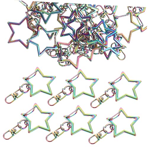 DOITOOL 30pcs Star Shaped Snap Hook Keychain Clips Spring Snap Key Ring Accessories Easy to Install for Craft Projects and Key Organization