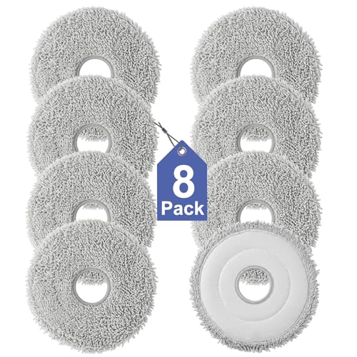Image of 8 Pack Mop Pads for Dreame L40 /X40 /X50 /L50 /X30 /L20 /L40s Ultra /L10s Pro Ultra /L10s Ultra Gen2 /X60 Max Ultra, for Mova V50 /E40 /P10 /P50 Pro Ultra, Robot Vacuum Reusable Microfiber Mop Cloth Accessories