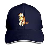 Style Sandwich Bill Cap Calvin and Hobbes Tiger Together Snapback Caps Navy