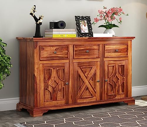 Image of Solid Sheesham Wood Wooden Chest of Drawers with Drawer Storage | Multipurpose Storage Cabinet Rack for Bedroom Home Living Room (Carrock, Honey Finish)
