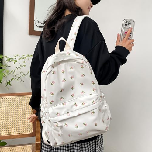 Image of Floral Canvas Backpack Women Backpack Purse Fashion Waterproof Rucksack Shoulder Bags Casual Travel Daypack