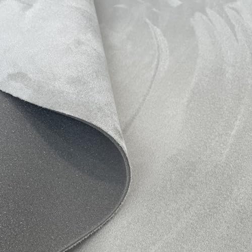 Tela de Terciopelo gris clara foamizada tipo Alcántara/Ante con gran elasticidad para tapizar. Grosor: 3,5 mm (0,5 metros x 145 cm)