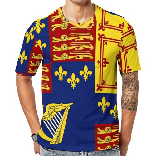 Royal Standard of England (1603-1649) Unisex Adult T-Shirts Summer Short Sleeve Tee Casual Tops Funny Graphic M