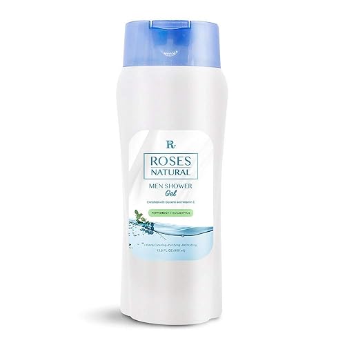 Roses Natural Men Natural Shower Gel (Peppermint & Eucalyptus,13.5 Oz)