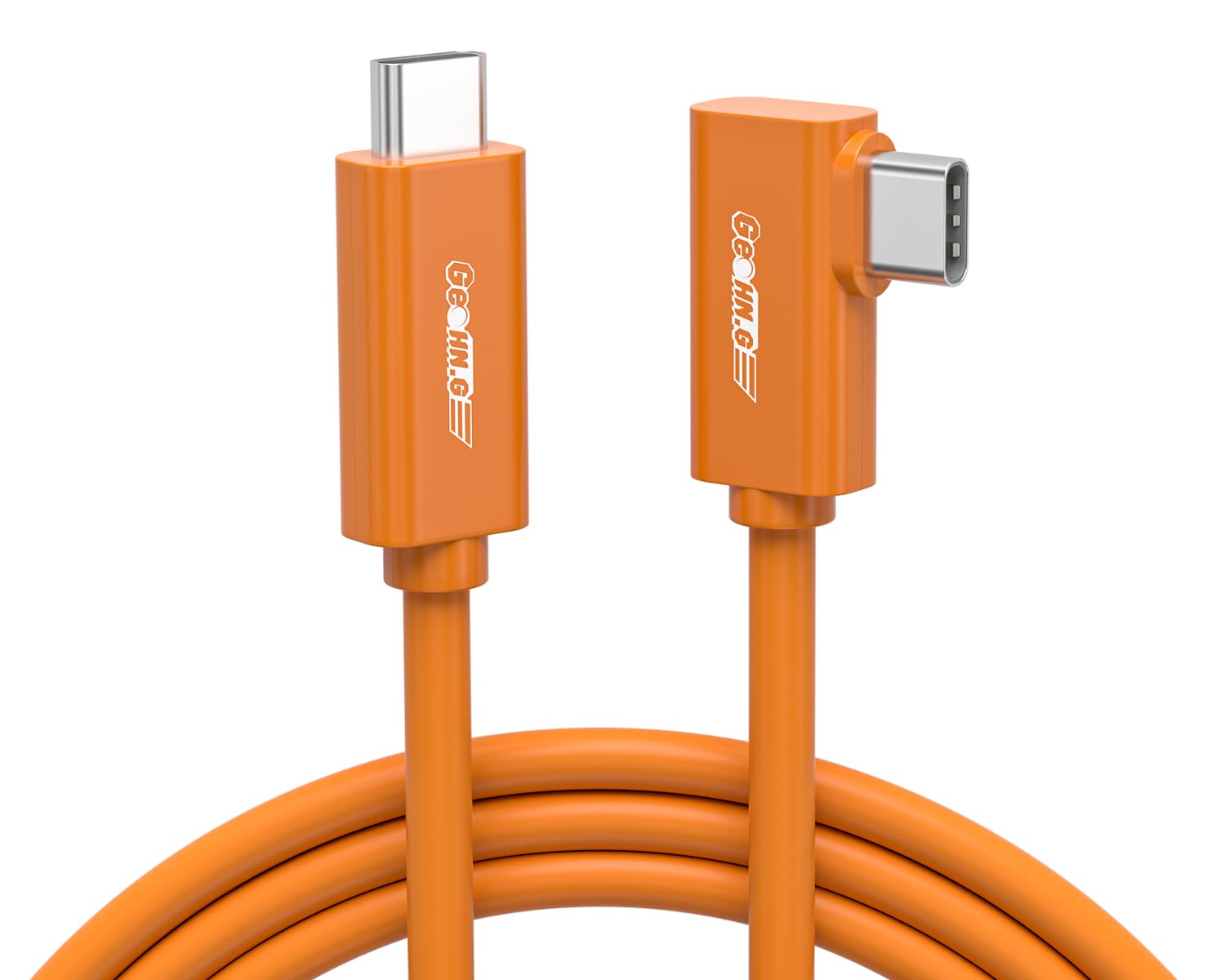 Glasfaser USB C Tethering Kabel 4.5M, Rechtwinkliges 10Gbps VR Cord für Bidirektionale Datenübertragung mit PD 60W, USB 3.2 GEN 2 Link Kabel für VR/Kamera/Sony/Canon/Nikon/MacBook (Orange)