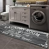 Pauwer Laundry Room Rug Runner 20'x59'Non Slip Waterproof Washing Machine Room Farmhouse Laundry Rugs and Mats for Washroom, Bathroom, Kitchen Decor (20'x59', Dark Grey)