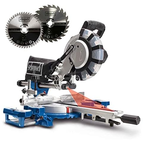 Scheppach HM216SPX Kapp-Zug-Gehrungssäge Kappsäge 2000 W, Ø 210 mm Sägeblatt | 65 cm Schnitthöhe | 34 cm Schnittbreite| mit Laser, Aluauflagen, Drehtisch mit Schnellarretierung, inkl. 2. Sägeblatt Cover