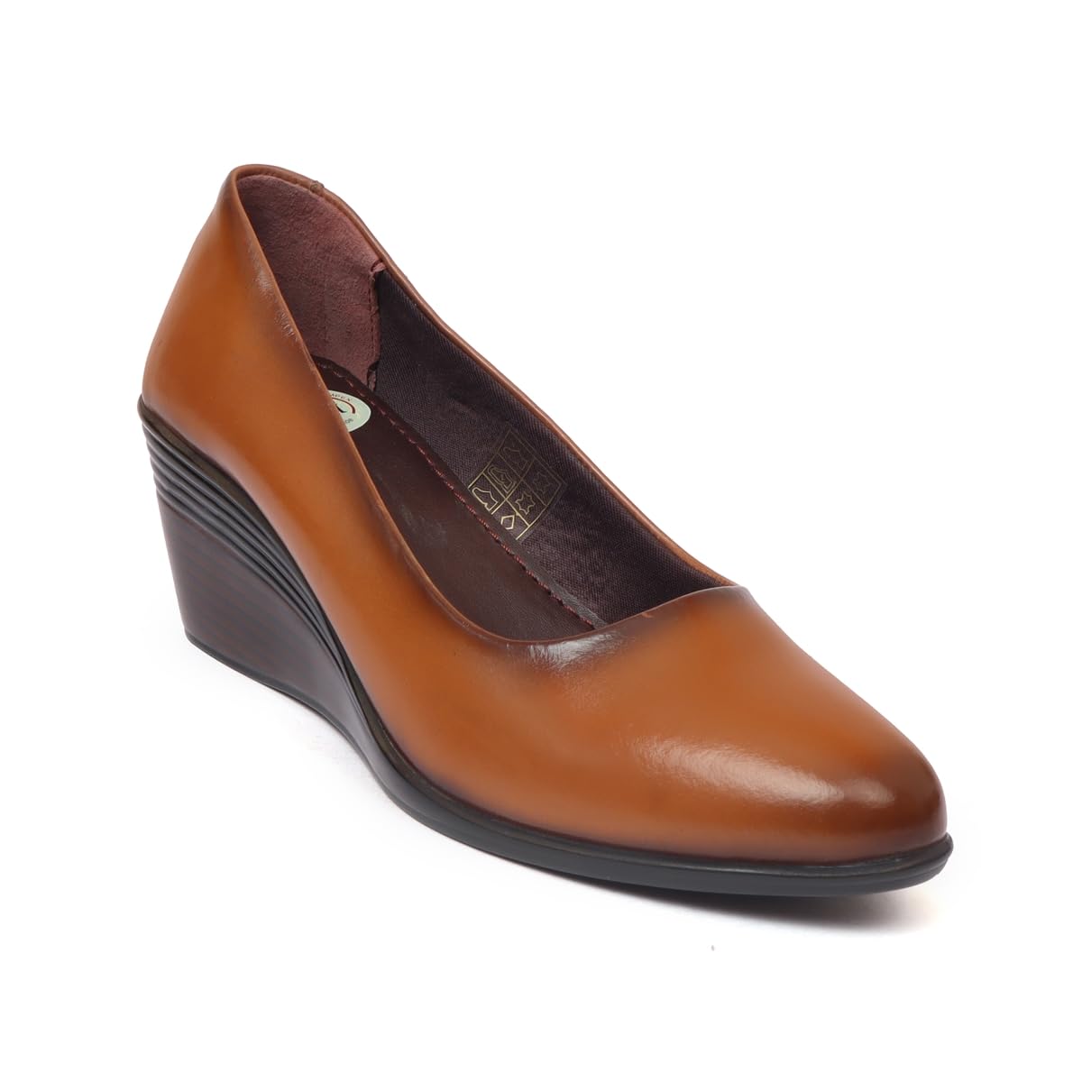 Zoom Shoes Genuine Burnished Leather Wedge Heeled Bellies for Women and Girls ZAL-051 | Formal Shoes with Memory Cushion Insole, Ideal for Office & Parties (Beige, 8) (B0CVGTKK5L) Amazon Price History, Amazon Price Tracker