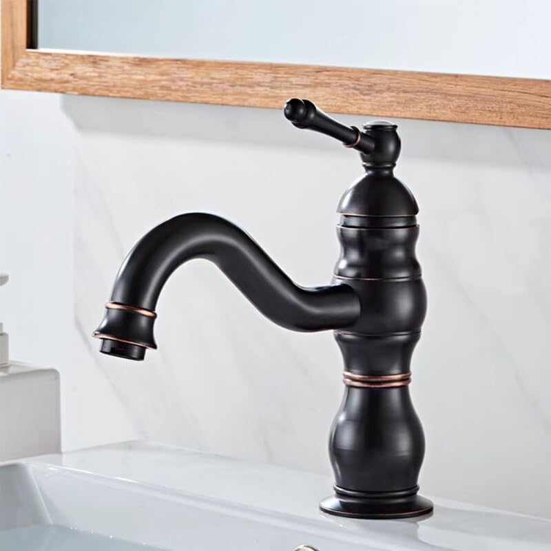 Grifo de lavabo monomando negro para sustitución fácil en un orificio