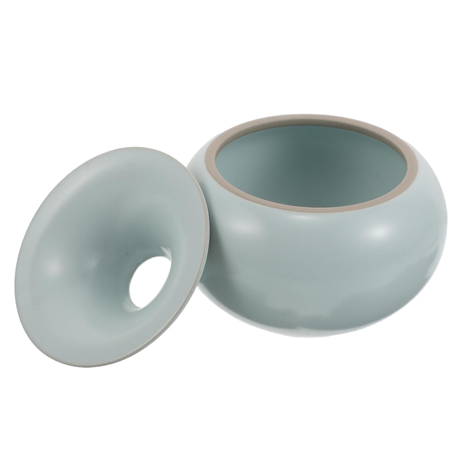 Cendrier de table bleu PRETYZOOM isolant fumée et odeur avec couvercle amovible en céramique