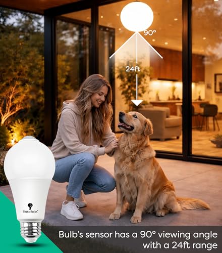 Image of Bluex Bulbs 3 Pack Motion Sensor LED Light Bulb A21, 15W 1300 Lumens, Daylight 5000K, Automatic On /Off Security Light, E26 Medium Base Indoor & Outdoor Use, 120V (4000K - Cool White)