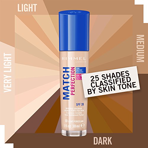 Rimmel London Match Perfection Foundation, 010 Light Porcelain, 30ml