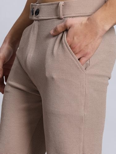 Image of VALLEY Casual Textured Slim Fit Trousers, Side Pockets
