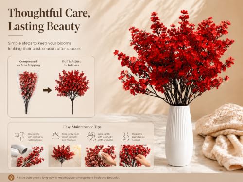 Image of Mandy's 6 Bundles Artificial Red Baby's Breath Flowers